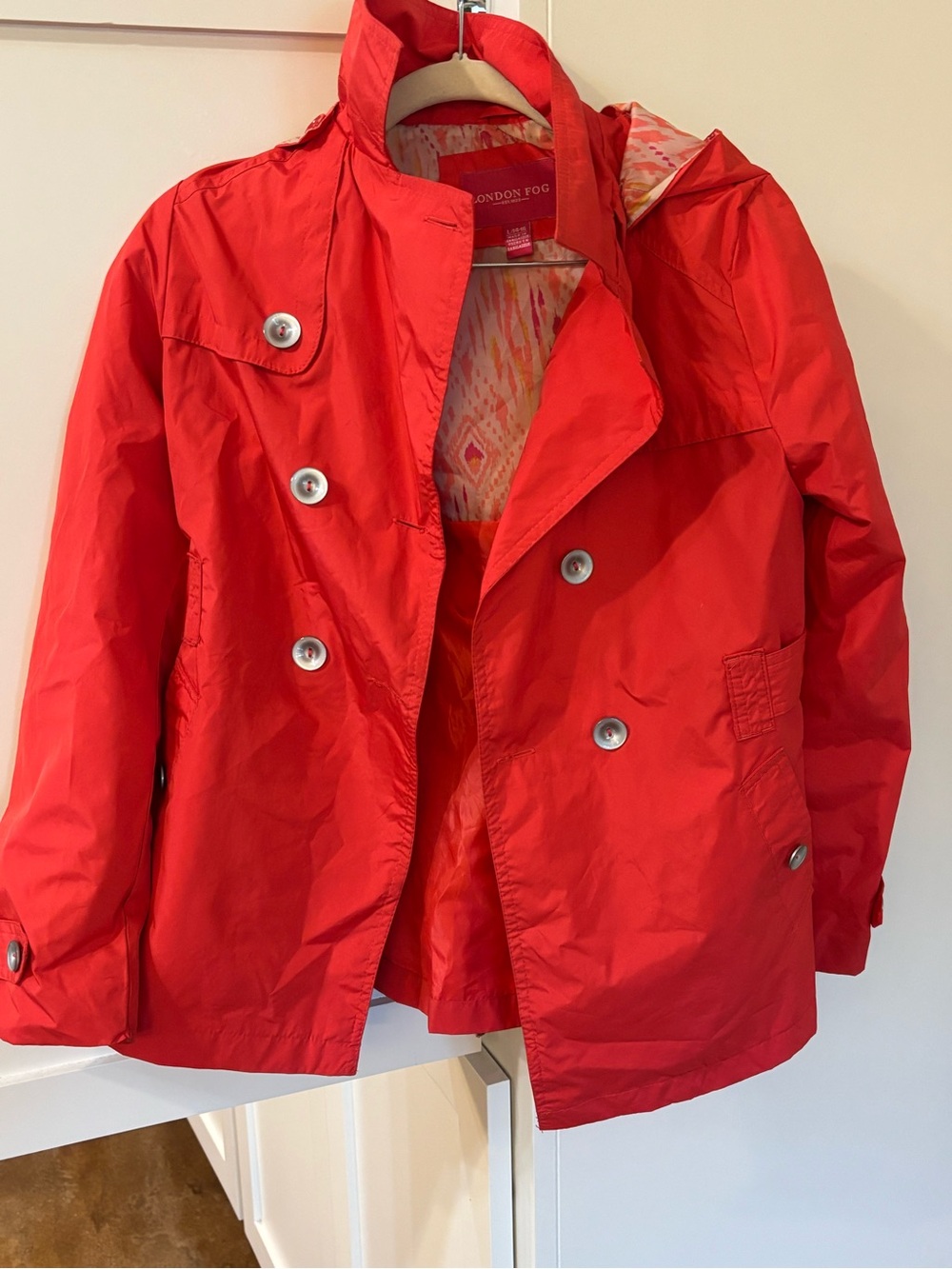 London Fog Red Hooded Lightweight Raincoat